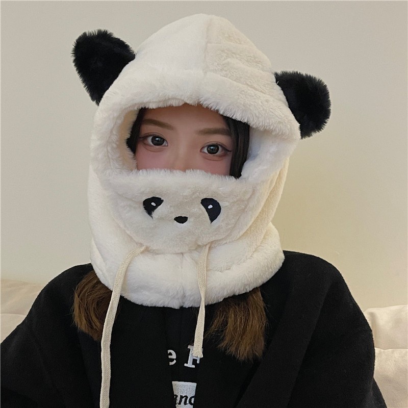 Ere1 Nón Trùm Đầu Kèm Khẩu Trang Giữ Ấm Chống Gió Hình Gấu Dâu Tây Dễ Thương Cho Nữ