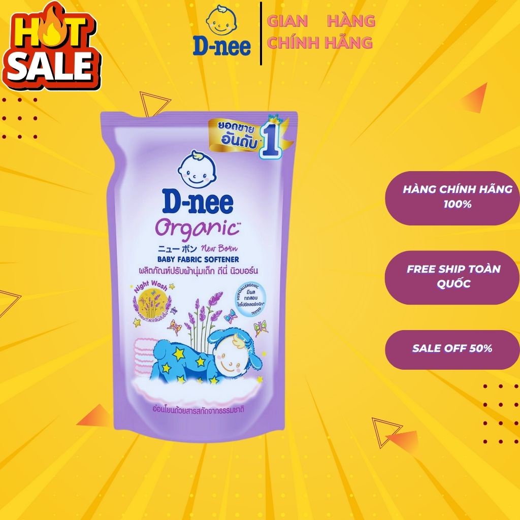 ComBo 3 Túi Nước Xả Làm Mềm Vải Cho Bé Dnee New Born 550ml