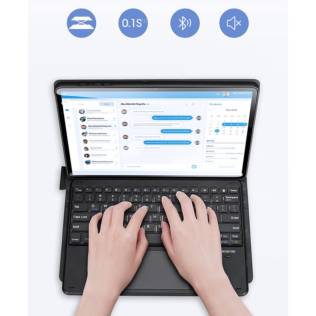 Bao da cho Samsung Galaxy Tab S9, Tab S9 Plus kèm bàn phím bluetooth có bàn di chuột TouchPad hiệu Dux Ducis
