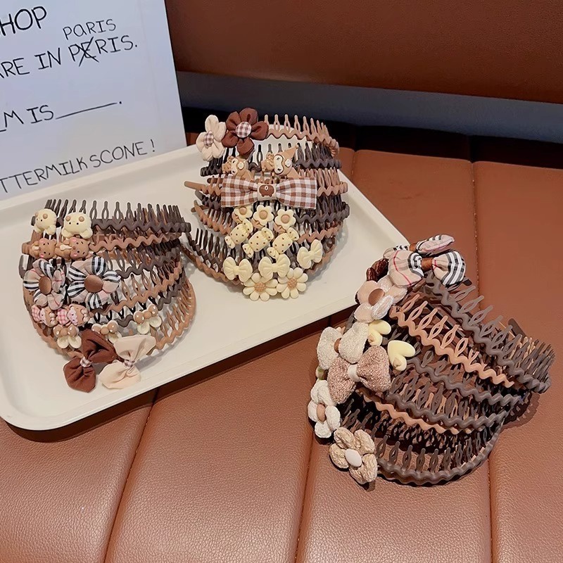 Băng Đô Cài Tóc Chống Trượt Màu Cà Phê Thời Trang 2023 Mới Cho Bé Gái