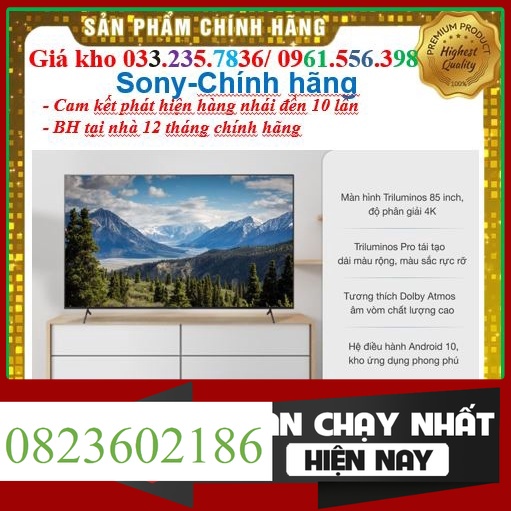 Smart Tivi Sony 85 Inch 4K UHD KD-85X86J &lt; Chính hãng BH:24 tháng tại nhà toàn quốc&gt;  &gt;