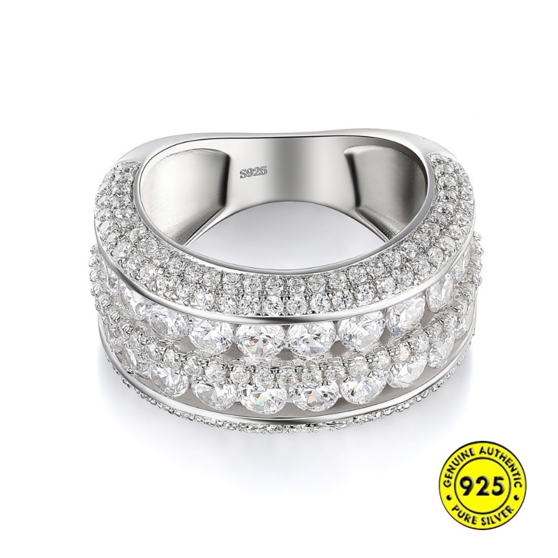 Mới Nhẫn Hai Lớp Dát Đá zircon Sang Trọng