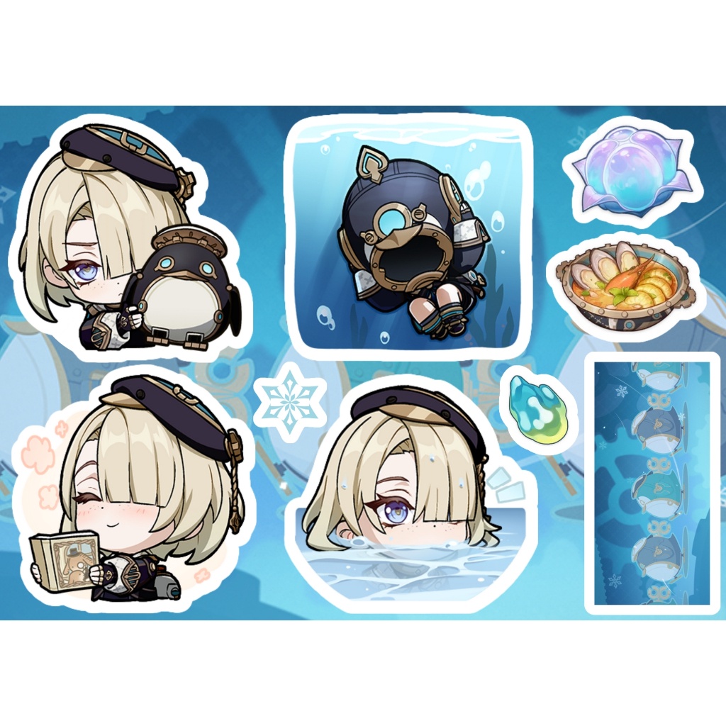 MINI STICKER PACK 🔔  Sticker Pack Genshin Impact A6 - Cắt Sẵn - Màng Cán Chống Nước - Keo Dán Sẵn