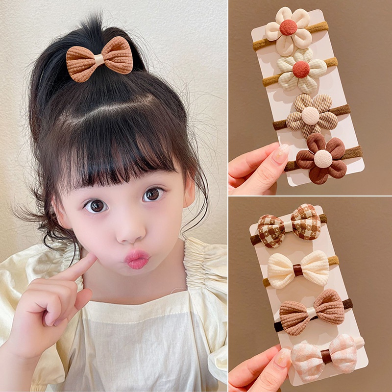 Set 5 Dây Cột Tóc Co Giãn Thời Trang Hàn Quốc Cho Bé Gái