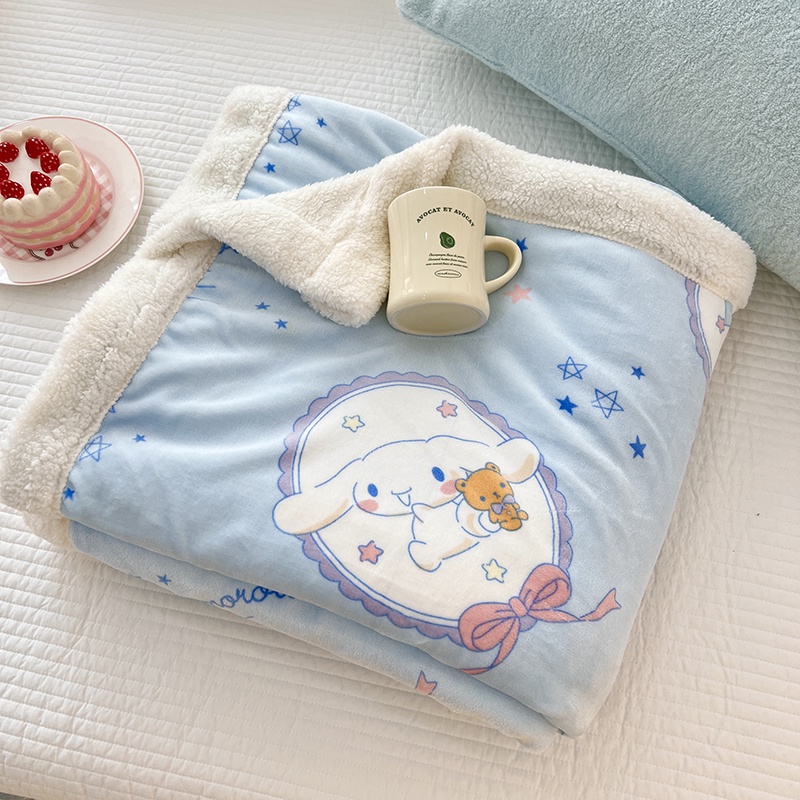 1 Chăn Lông Cừu Chống Tĩnh Điện Đa Năng Có Khóa Kéo In Hoạt Hình kuromi Dễ Thương