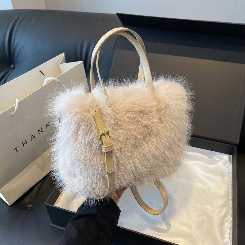 Túi tote Đeo Vai Mùa Thu Đông 2023 Bằng Vải Lông Dễ Thương Kết Cấu Rau Củ Quả