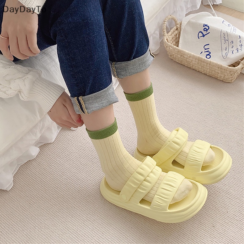 Daydayto Vớ Thể Thao Cổ Vừa Kẻ Sọc Màu Kẹo Ngọt Thời Trang Xuân Hè Cho Nữ