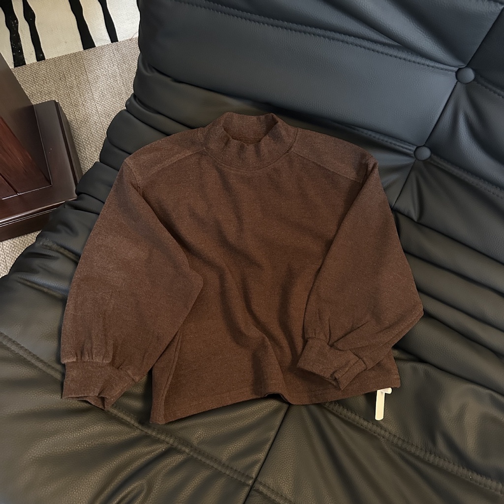 Áo thun dài tay cho bé AB791 size 90-140 cổ 3 phân một màu đơn giản, thời trang trẻ em thu đông 2023