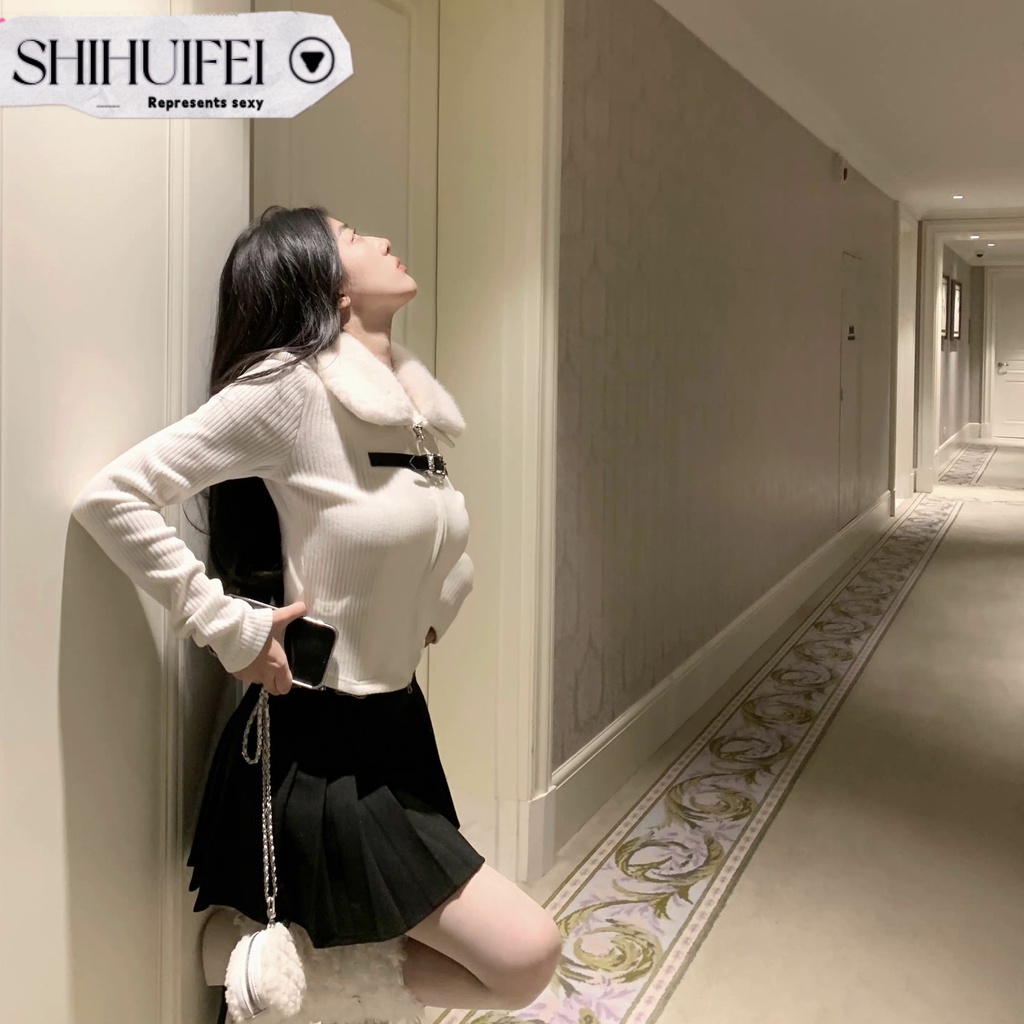 SHIHUIFEI Áo Len áo khoác cardigan Dễ thương hàn quốc Hàn Phong INS WMY23004DP 41Z231008