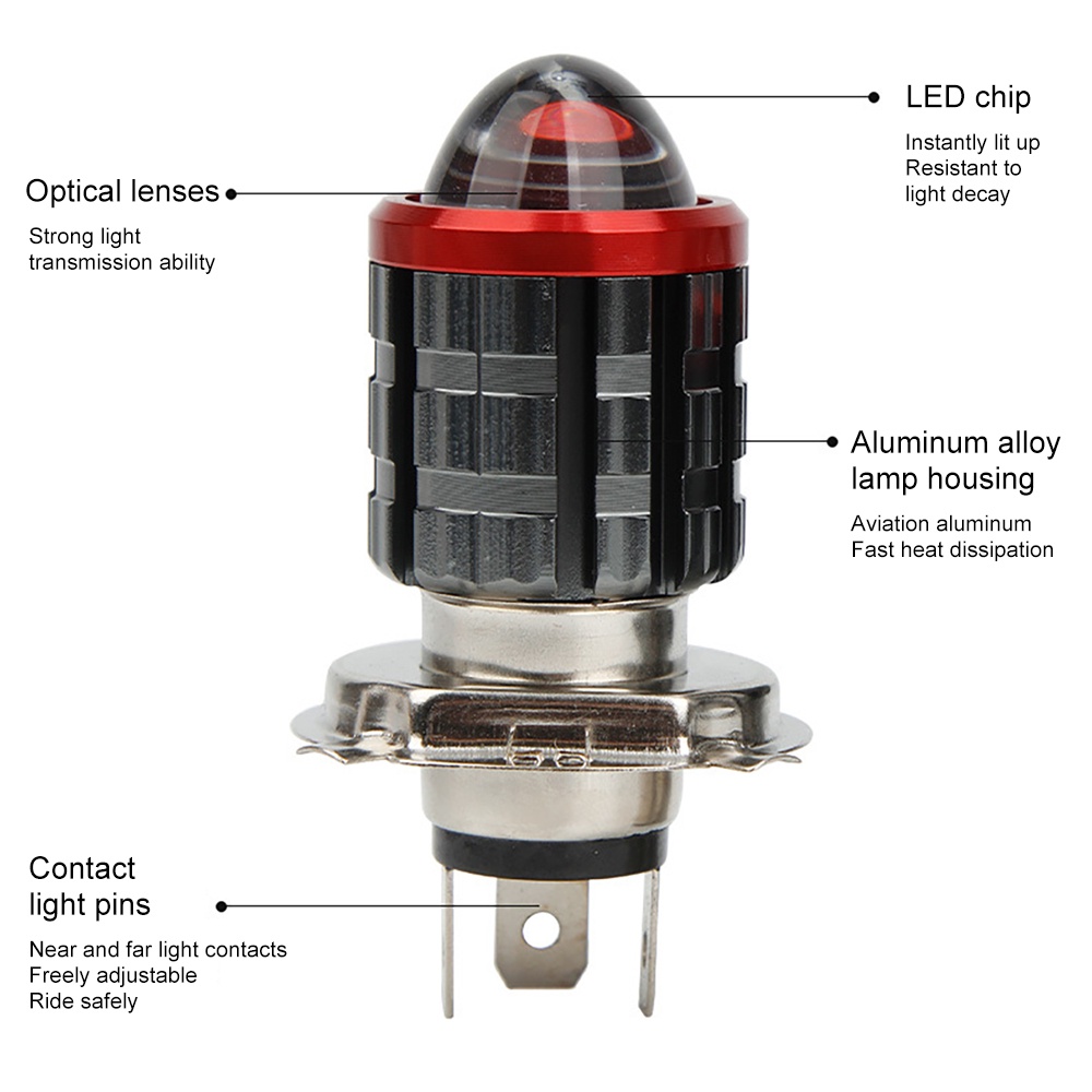 Đèn pha led xe máy bi cầu bóng led xe máy H4 H6 BA20D Hai Màu thay thế dùng cho xe moto chuyên dụng - YKD