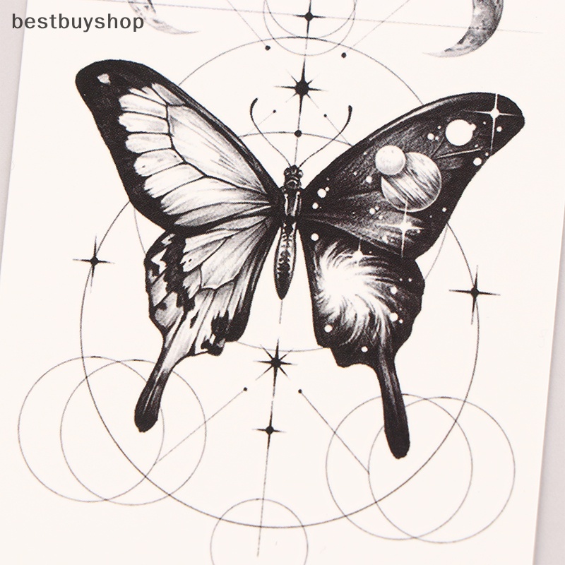 1 Tấm Hình Xăm Dán Tạm Thời Hình Hoa Bướm 3d Chống Nước Mới