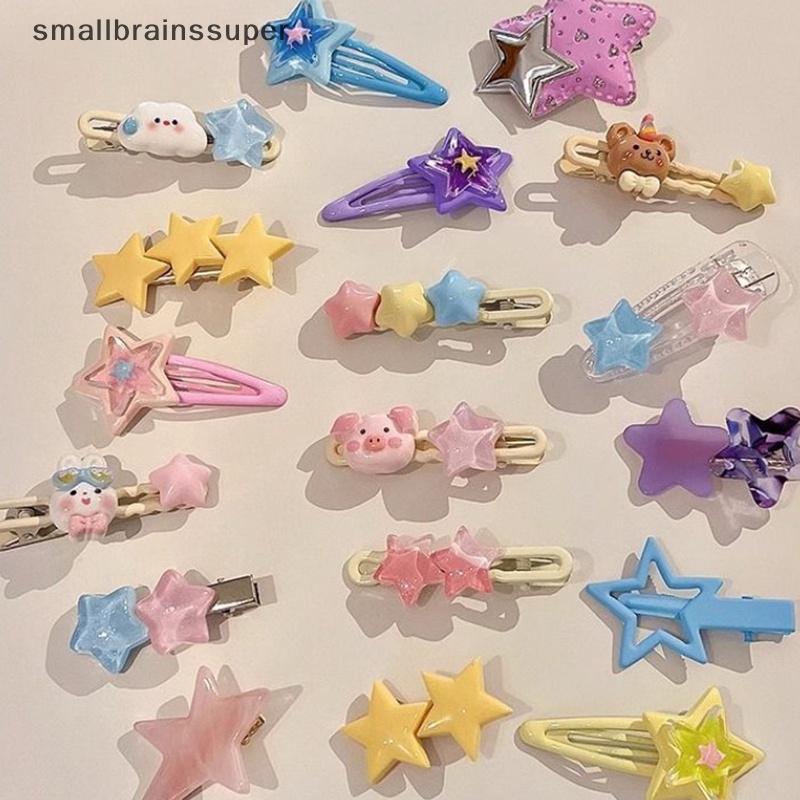 Smallbrainssuper Kẹp Tóc Hình Ngôi Sao / Đám Mây / Gấu / Thỏ / Gấu Hoạt Hình Dễ Thương Thời Trang Mùa Hè Cho Bé Gái sbs