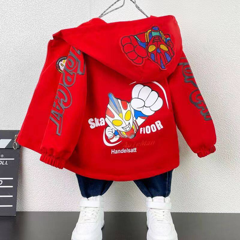 Áo Khoác hoodie Có Khóa Kéo In Hình spiderman / automan Hoạt Hình Đáng Yêu Cho Bé Trai 80-130 Tuổi
