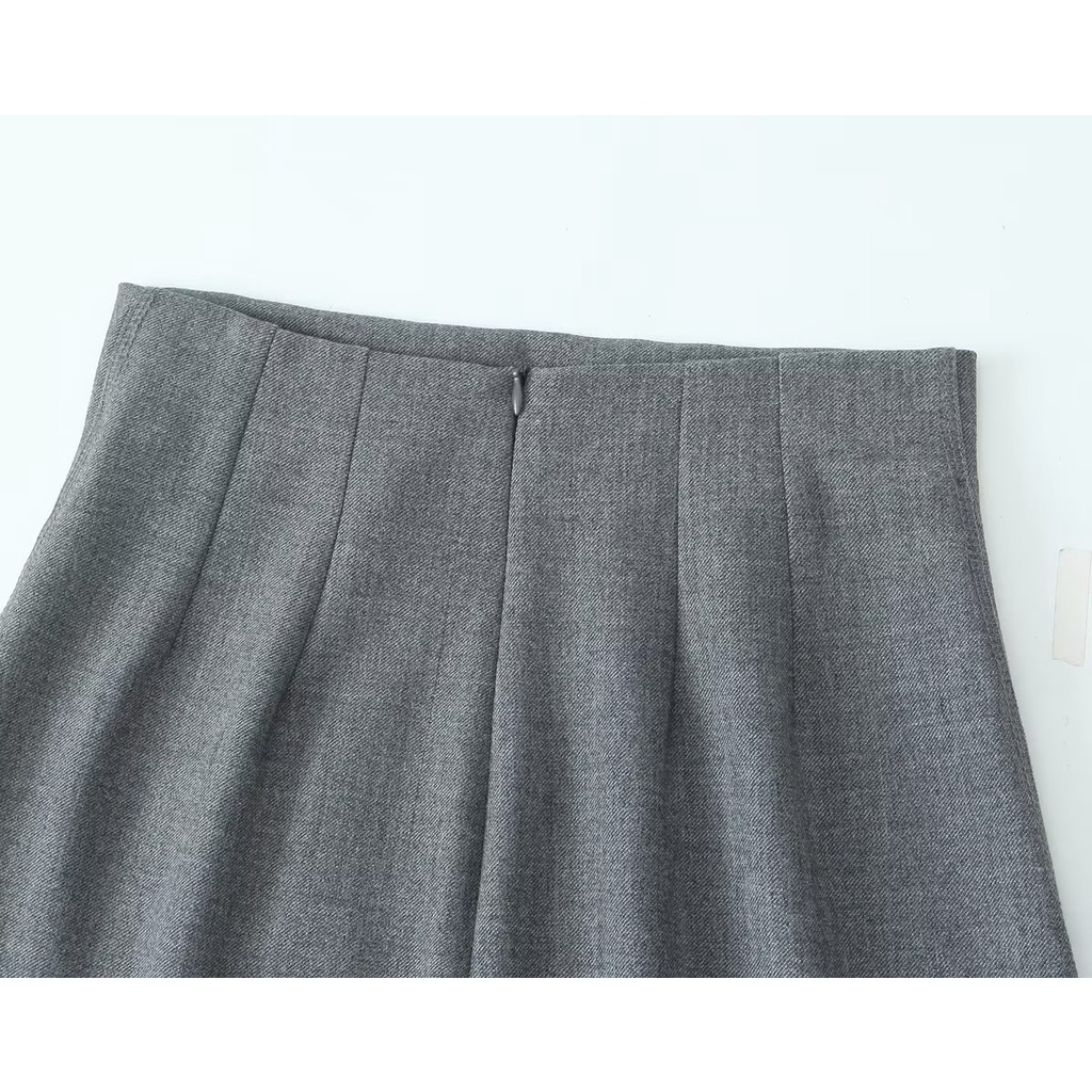Bán Buôn Váy Xi Lanh Thẳng Màu Xám Lửng Dài Nửa Váy 7512