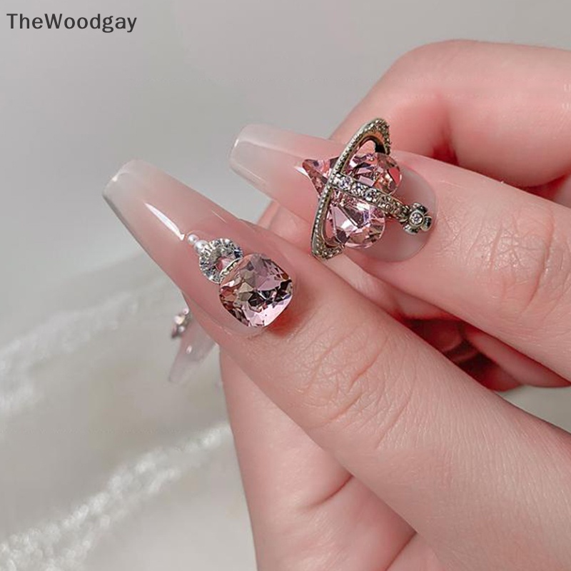 Bộ 5 Hạt Đá 3d Hình Trái Tim / Hành Tinh Dùng Trang Trí Móng Nghệ Thuật