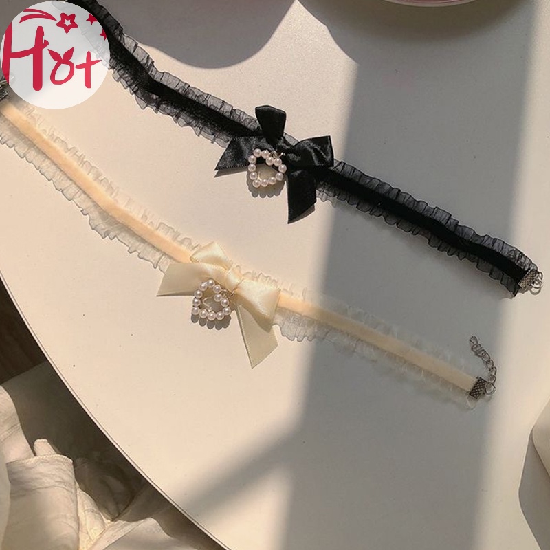 Jr Vòng Cổ choker Ren Mặt Trái Tim Thắt Nơ Phong Cách Lolita vintage Cho Nữ vn