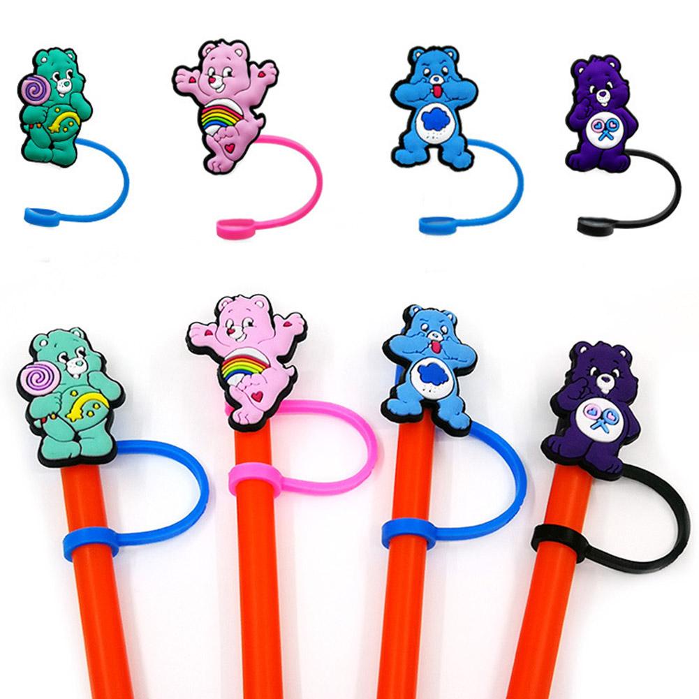 Ống Hút Trang Trí Hình Gấu Hoạt Hình Bằng Silicon Dễ Thương F6H00