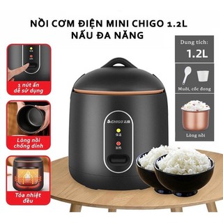 Nồi cơm điện mini chigo 1.2l chính hãng đa năng nấu cơm, cháo, hầm thịt, nấu súp