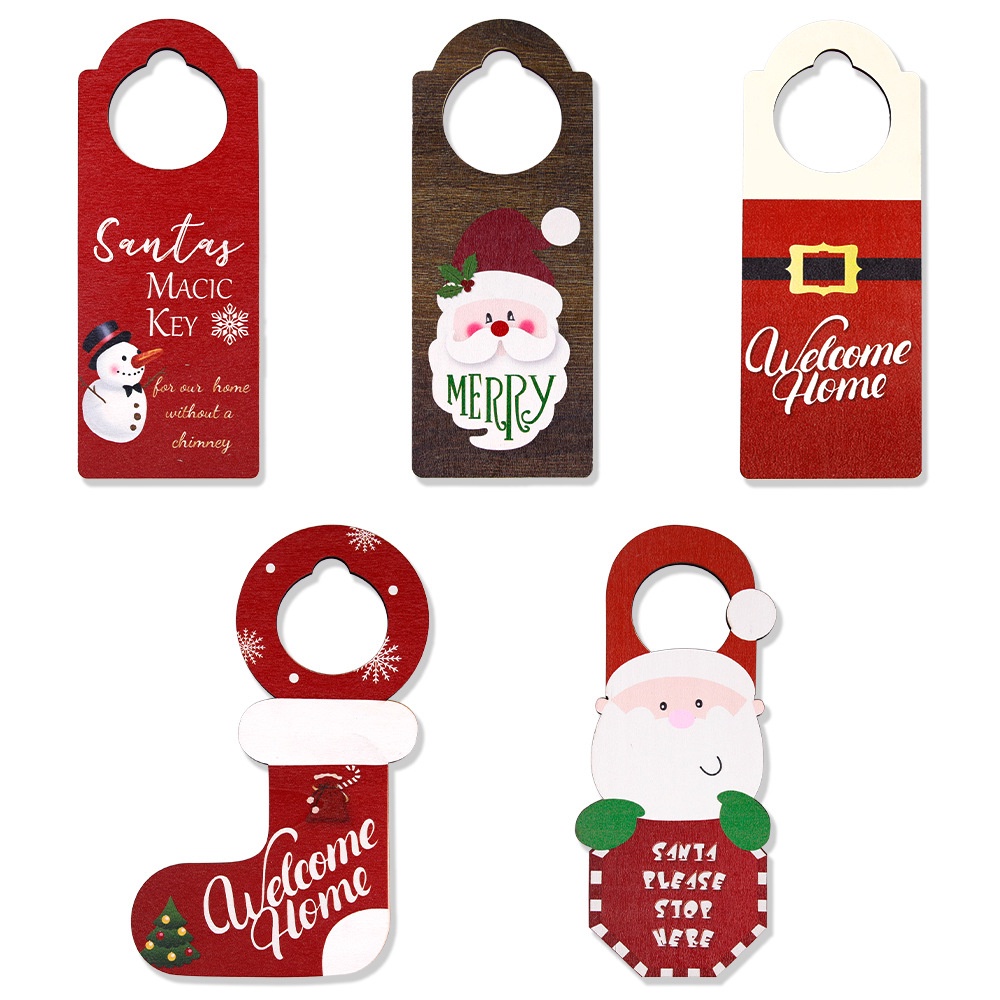 Phụ kiện trang trí Giáng sinh mới, Đồ treo cửa, Đồ treo cây thông Noel, Tay nắm cửa trang trí, Mặt dây chuyền sáng tạo, Đồ trang trí cửa tiệc ngày lễ, Đồ treo cửa NICEKLIFE