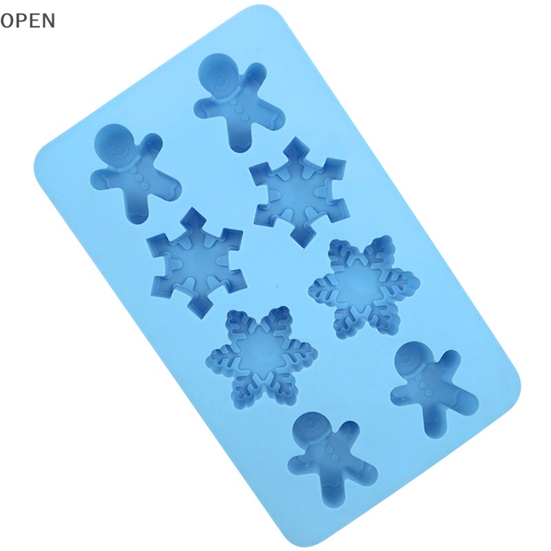 Khuôn Silicon Làm Bánh 8 Ngăn Tạo Hình Hoa Tuyết / Bánh Gừng / Socola Trang Trí Giáng Sinh