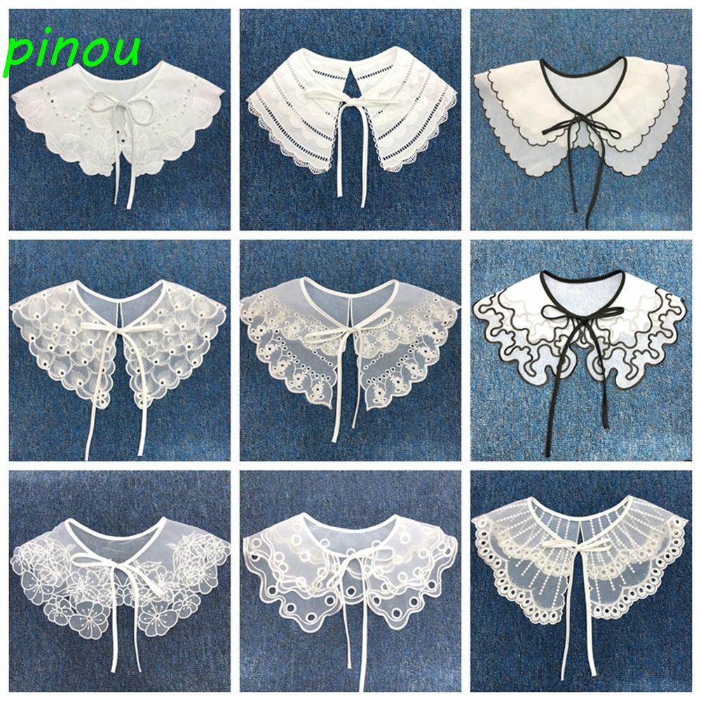 Cổ Áo Giả Bằng cotton Phối Ren Thêu Họa Tiết Xinh Xắn Cho Nữ