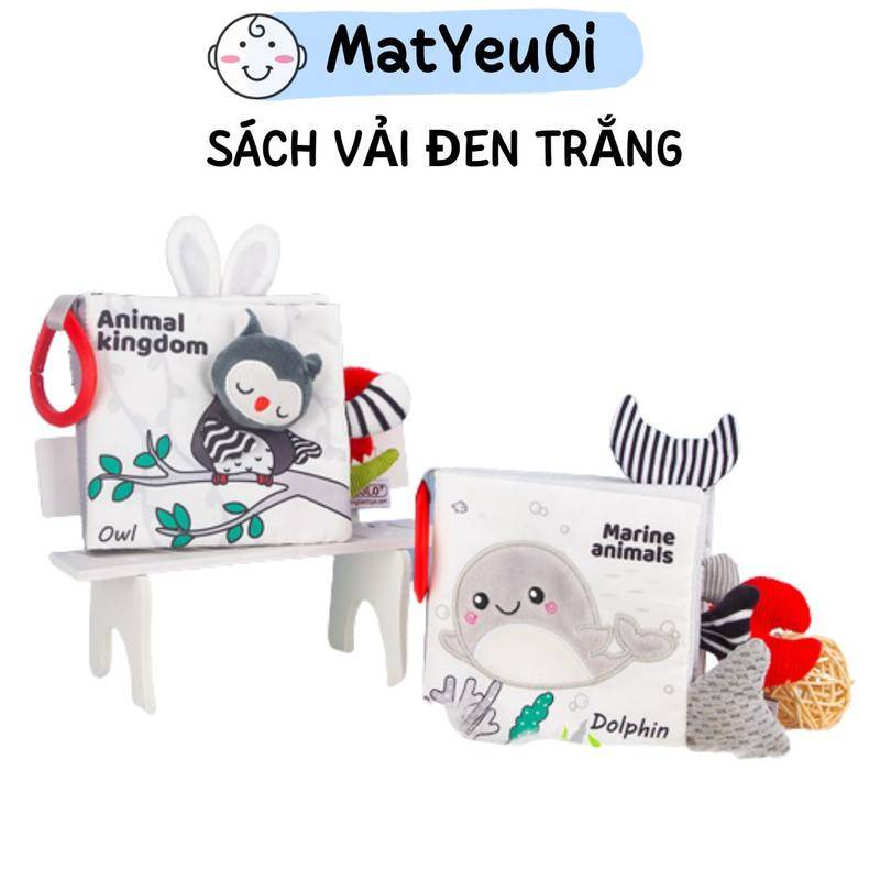 Sách Vải Đen Trắng 3D Giáo Dục Sớm Cho Bé 0-1 Tuổi Kích Thích Thị Giác