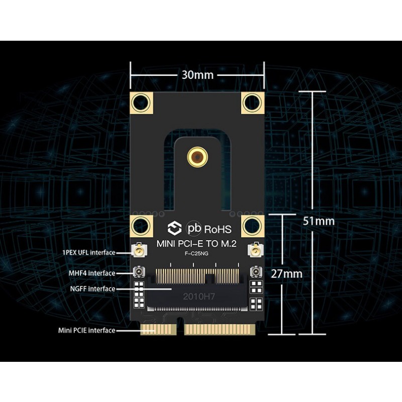 Thẻ wifi Không Dây mini pci-e wi-fi 6 adapter intel ax210 3000mbps bluetooth 5.0 802.11A / ac 2.4g / 5g 160mhz