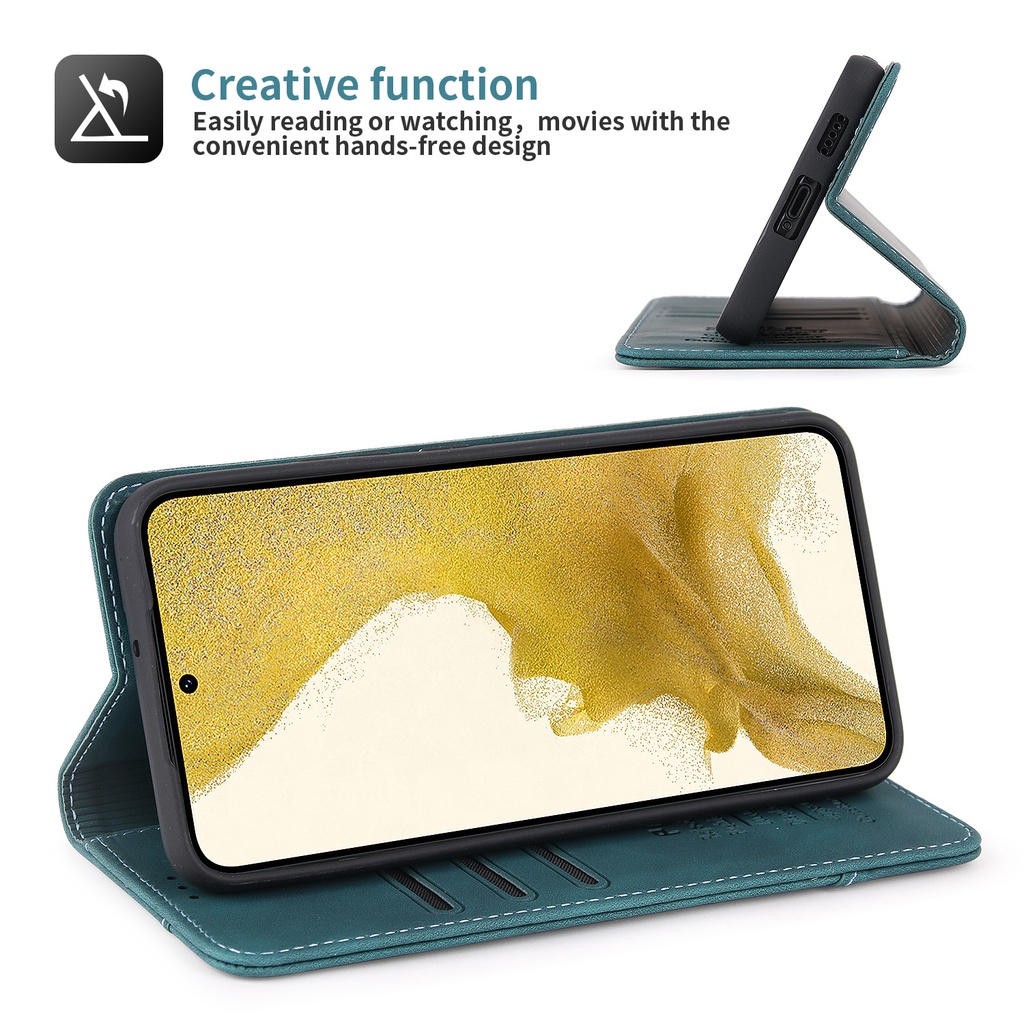 Cho Samsung S23 Ultra S23 Plus S23FE S22 Ultra S22 S21FE Bao Da Điện Thoại Kiểu Ví Gập Nam Châm Có Ngăn Thẻ