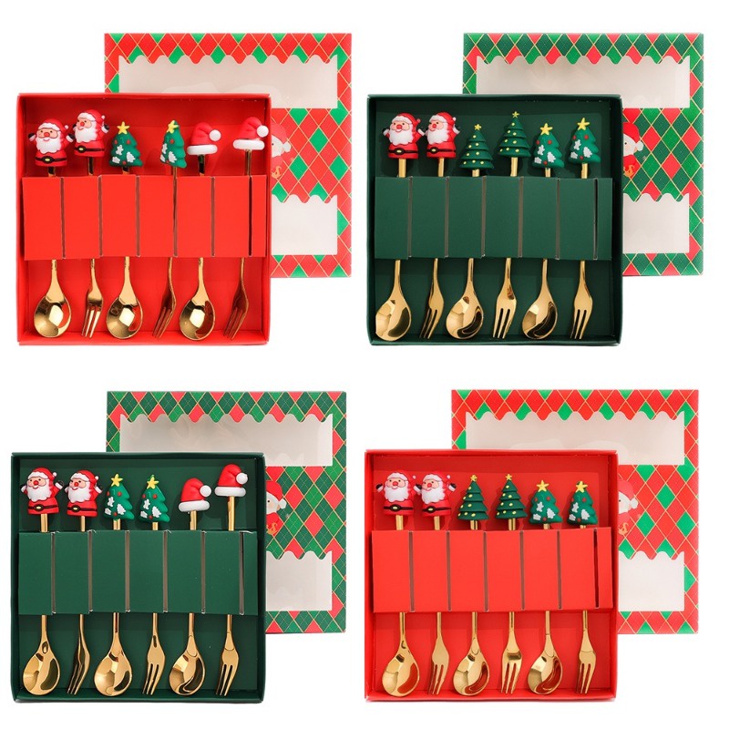 Bộ Muỗng Nĩa / Nĩa Inox Hình Ông Già Noel Dễ Thương