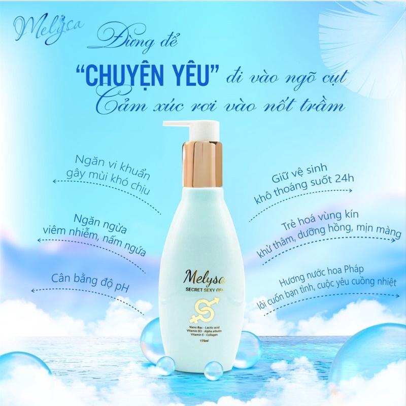 Gel vệ sinh hương nước hoa Pháp Melysa -  - Vệ sinh - Kháng Khuẩn - Làm hồng vùng kín nam nữ.