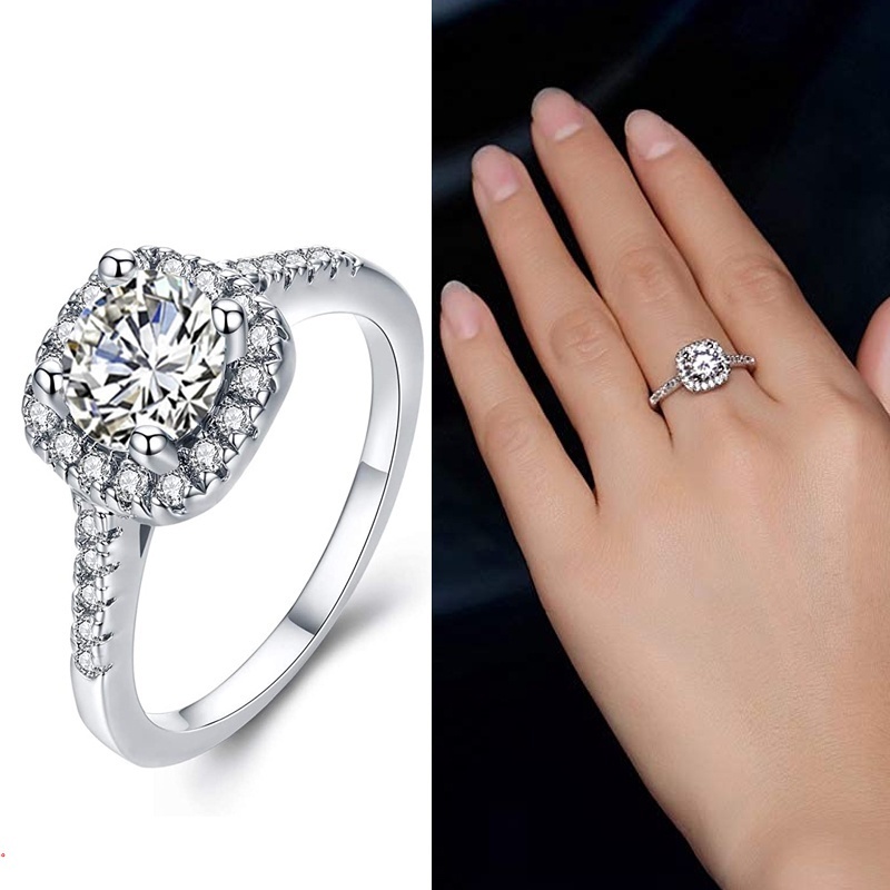Nhẫn Cặp Hình Vuông Đính Đá zircon Sang Trọng