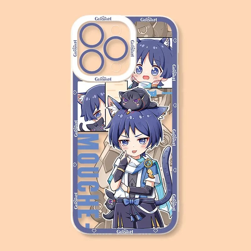 Ốp lưng iphone samsung xiaomi oppo cạnh vuông Chibi Cute Scaramouche Genshin Impact Kunikuzushi