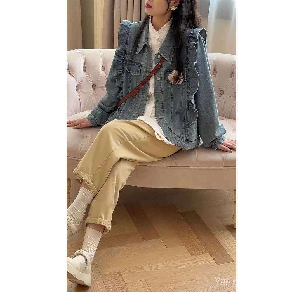 Áo Khoác denim Dáng Rộng Phong Cách retro Nhật Hàn Thời Trang Mùa Thu 2023