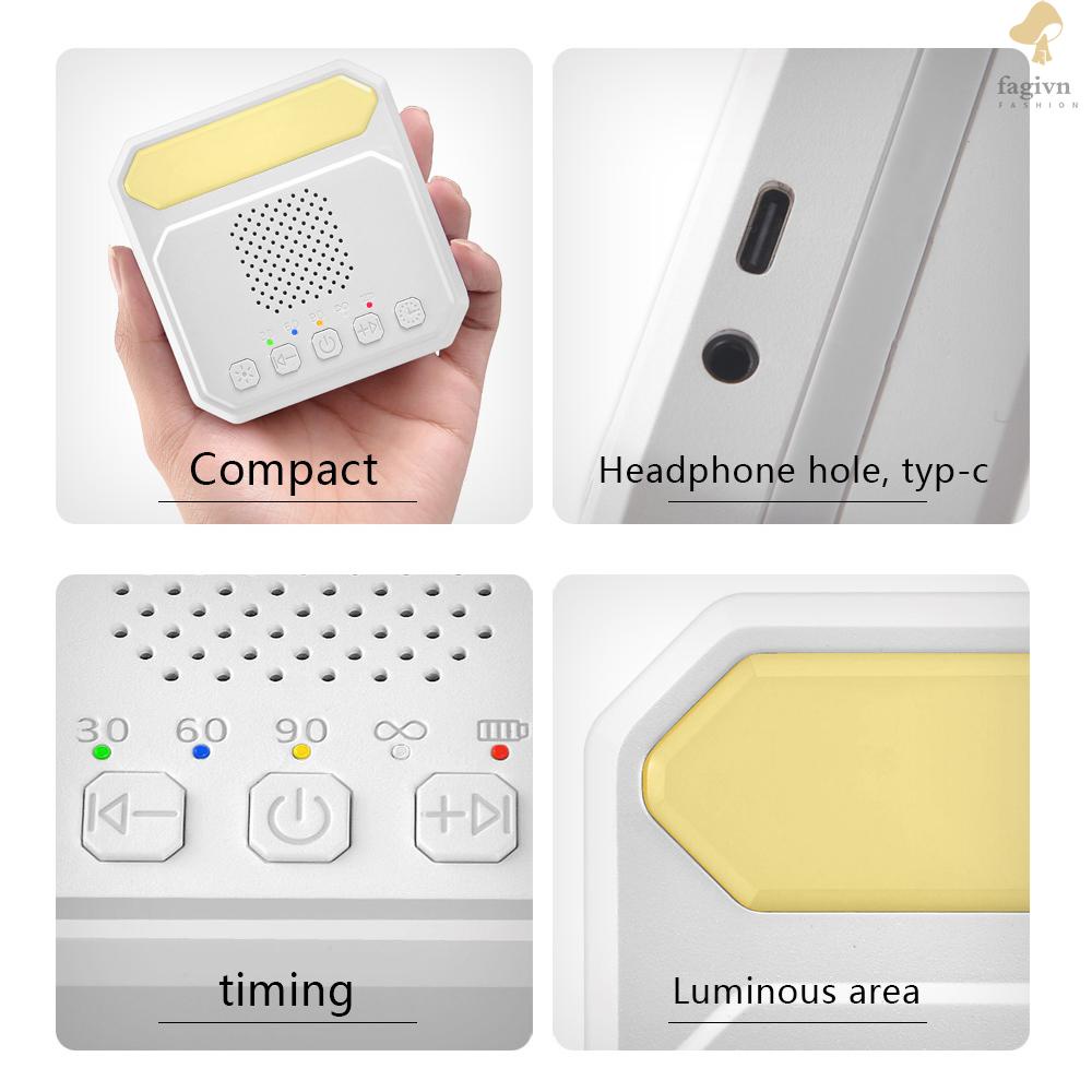 Máy Tạo Tiếng Ồn Trắng Để Bàn Với Đèn Ngủ 21 Âm Nhạc 30 Phút / 60 Phút / 90 Phút Có Pin Tai Nghe 3.5mm #FAGI