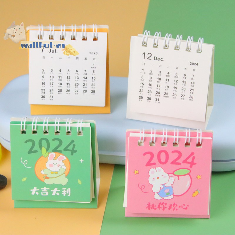 Lịch Năm 2024 mini Để Bàn Họa Tiết Hoạt Hình Dễ Thương
