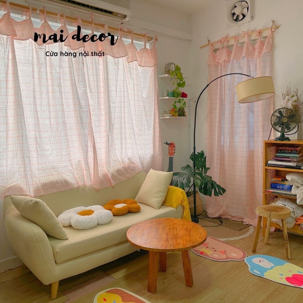 Rèm Sọc Caro Đủ Màu Họa Tiết Vintage Cửa Sổ, Rèm Cửa Ra Vào Phong Cách Đà Lạt Mộng Mơ, Nước Pháp Nên Thơ