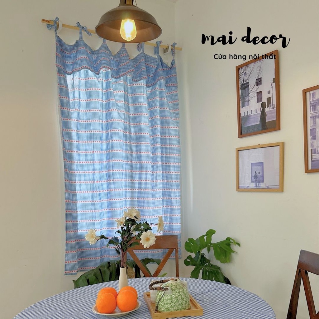 Rèm Sọc Caro Đủ Màu Họa Tiết Vintage Cửa Sổ, Rèm Cửa Ra Vào Phong Cách Đà Lạt Mộng Mơ, Nước Pháp Nên Thơ