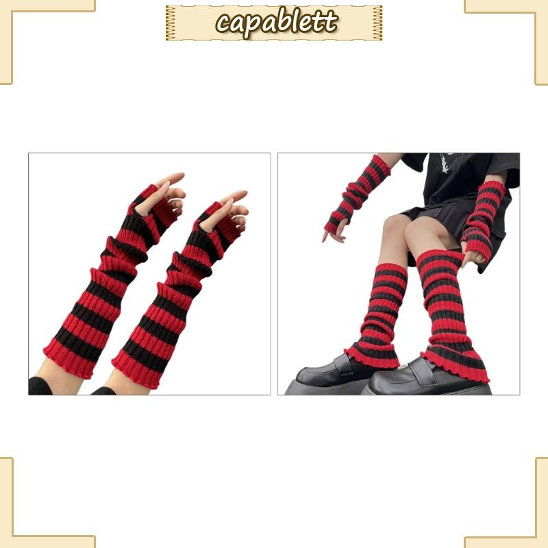 Găng Tay Đan Len Dài Hở Ngón Có Lỗ Xỏ Ngón Hóa Trang Cho Nữ