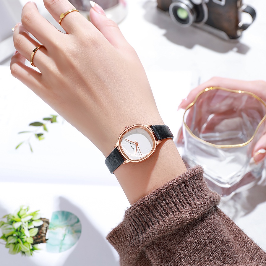 Đồng Hồ Đeo Tay Mặt Vuông Nhỏ Phong Cách vintage Cho Nữ Sinh Trung Học