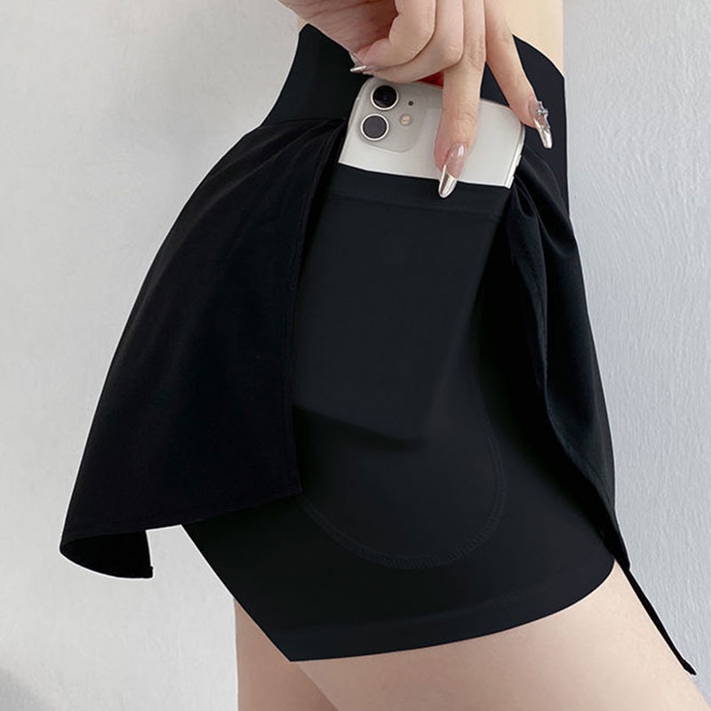 Enlee Chân Váy Ngắn Thể Thao Hai Mảnh Xẻ Tà Chống Ánh Sáng hakama yoga Chạy Bộ Thể Dục Thể Thao Cho Nữ