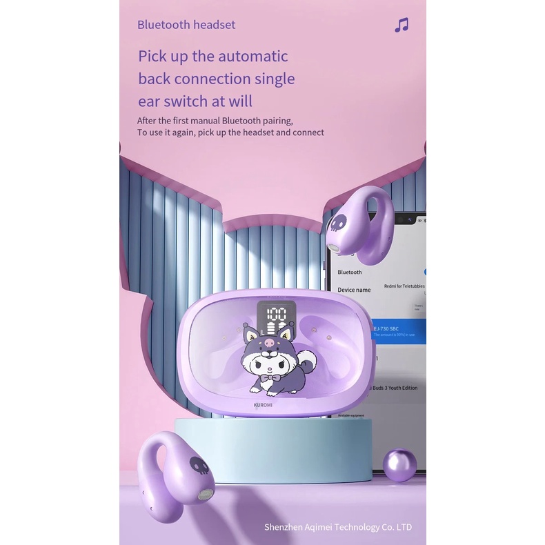 Sanrio Tai Nghe bluetooth 5.3 Chống Nước Có mic Hình kuromi my melody pachacco tws