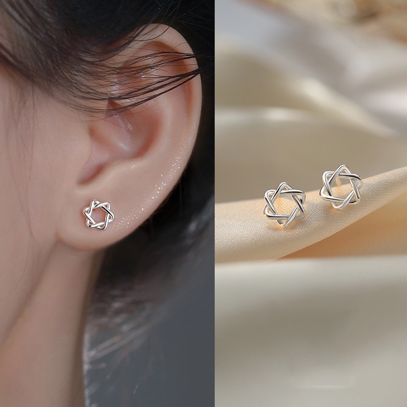 JOJO COCO Bông Tai Mạ Bạc Hình Hoa Bướm Đơn Giản Đính Đá zircon Cho Nữ