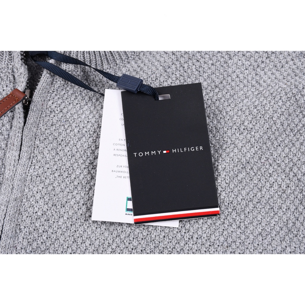 Áo sweater cotton Dệt Kim Cổ Đứng Có Dây Kéo Nửa Thân Giữ Ấm Mùa Thu Đông Thời Trang Cho Nam tommy