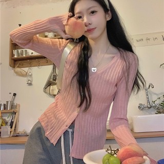 Ielgy áo cardigan dệt kim cổ chữ v dáng ôm đơn giản cho nữ