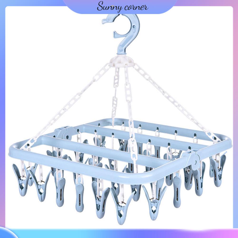 Sunny corner 32 Kẹp Gấp Móc Treo Xoay 360 Độ Đồ Giặt Gia Đình Giá Có Khóa Chống Gió Phơi