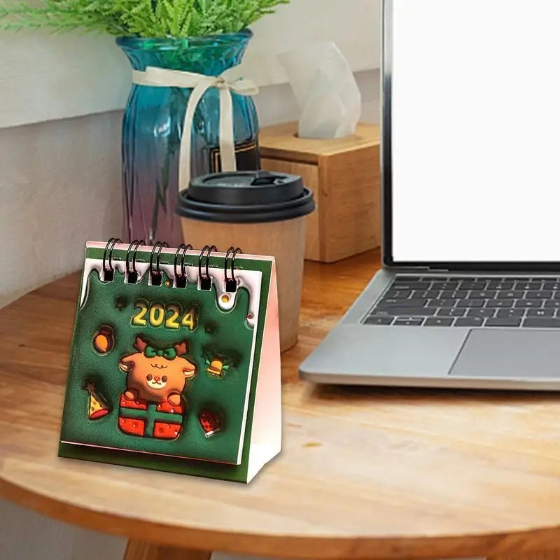 Lịch Năm 2024 mini Để Bàn Họa Tiết Giáng Sinh Dễ Thương Tinh Tế