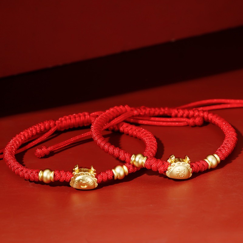 Vòng Tay Dây Đỏ May Mắn Hình Rồng Hoàng Đạo Năm Mới Có Thể Điều Chỉnh Cho Nam Nữ
