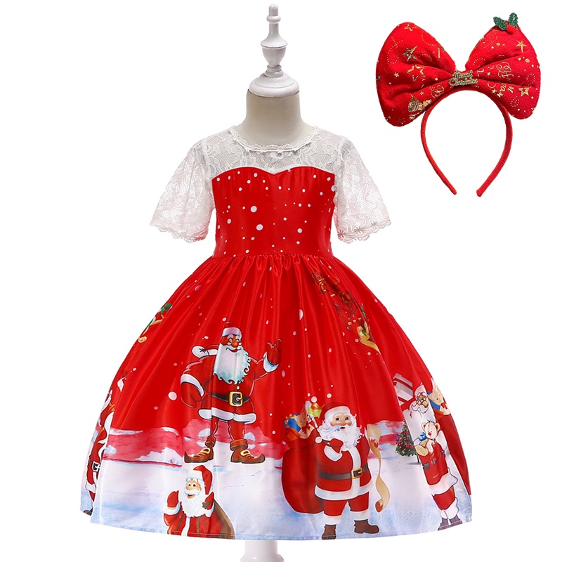Đầm Công Chúa Hóa Trang Ông Già Noel Hoạt Hình Cho Bé Gái