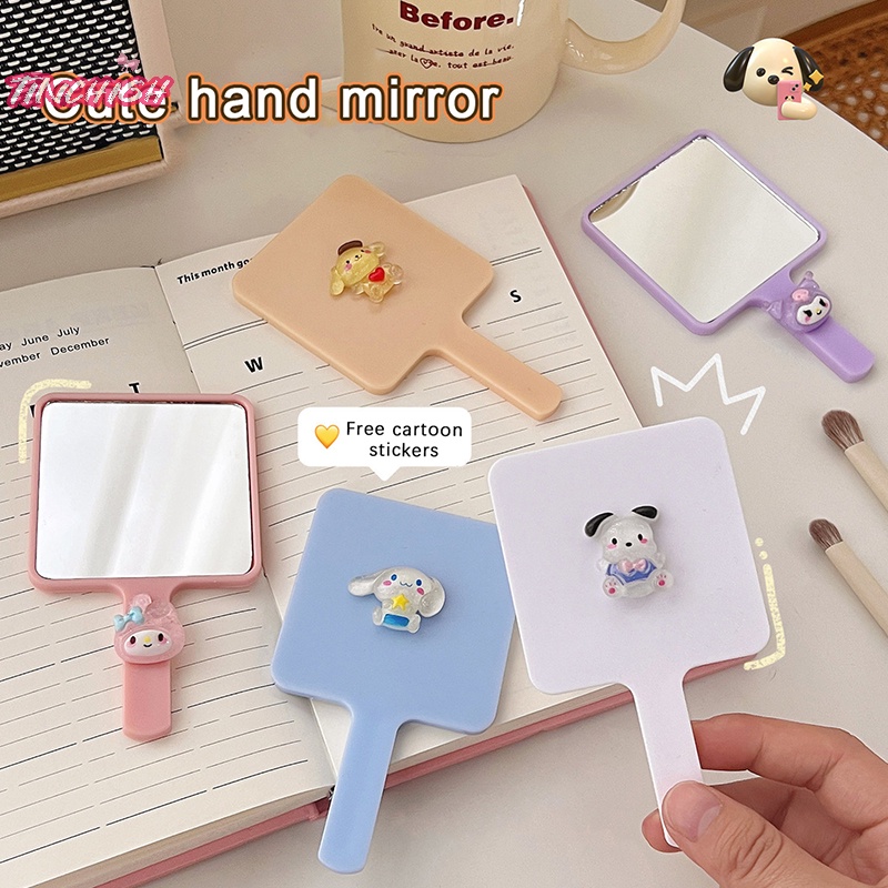 Gương Trang Điểm Cầm Tay Hình Vuông Nhỏ Gọn Họa Tiết Hoạt Hình Dễ Thương Dành Cho Nữ