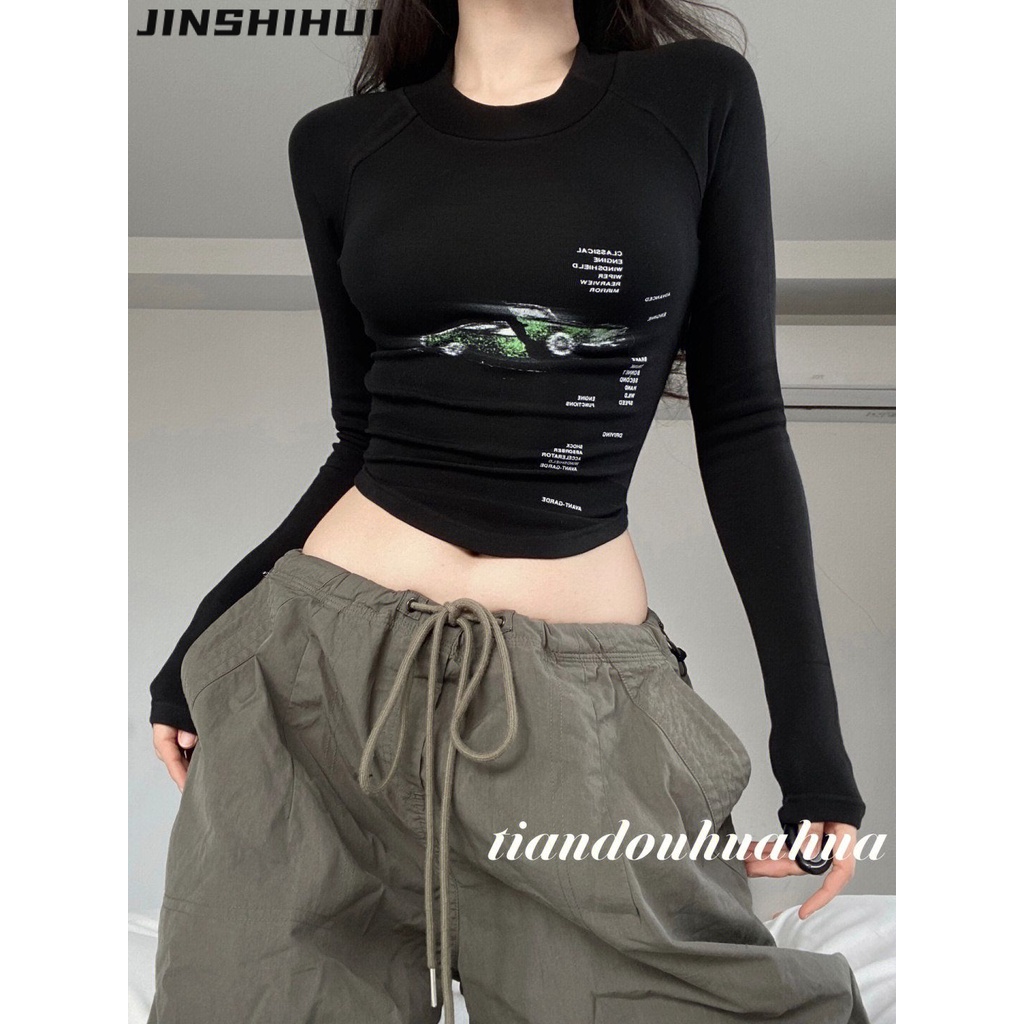 JINSHIHUI áo phông áo thun nữ croptop baby tee Đơn giản Fashion Korean thời trang WMY239343K 43Z231026